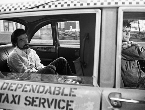 Martin Scorsese and Robert De Niro on the set of Taxi Driver