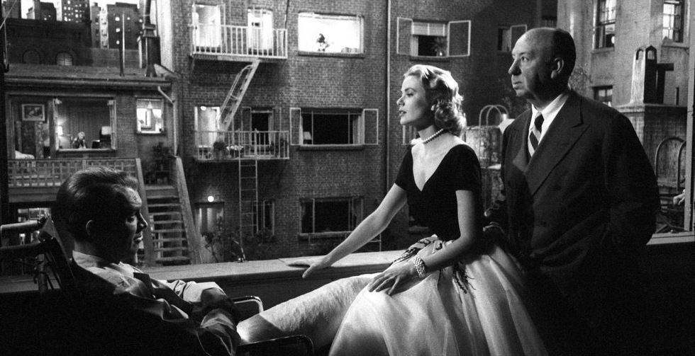 grace kelly jimmy stewart alfred hitchcock filming rear window